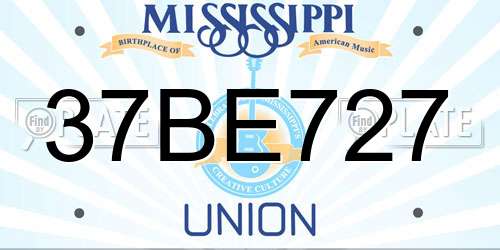 37BE727 Mississippi License Plate