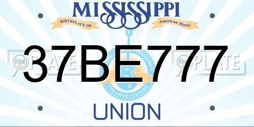 37BE777 Mississippi License Plate