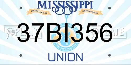37BI356 Mississippi License Plate