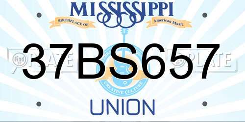 37BS657 Mississippi License Plate