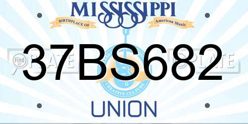 37BS682 Mississippi License Plate