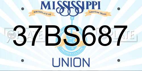 37BS687 Mississippi License Plate