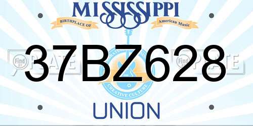 37BZ628 Mississippi License Plate