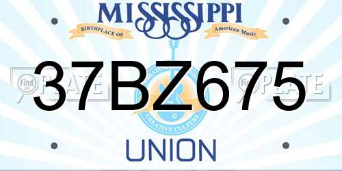 37BZ675 Mississippi License Plate