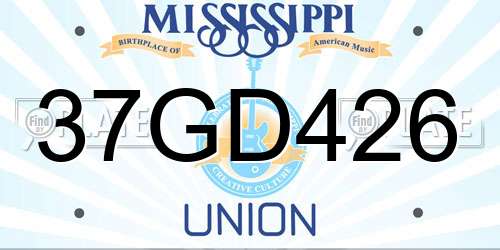 37GD426 Mississippi License Plate