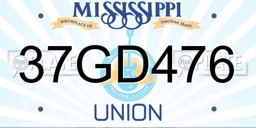 37GD476 Mississippi License Plate