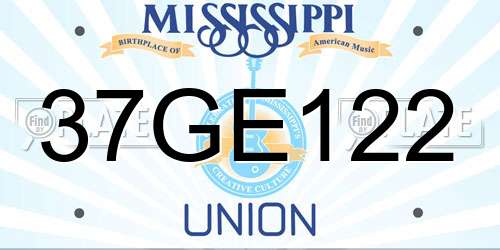 37GE122 Mississippi License Plate
