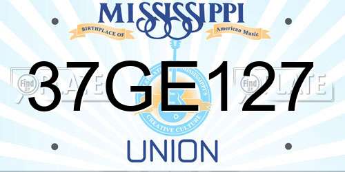 37GE127 Mississippi License Plate