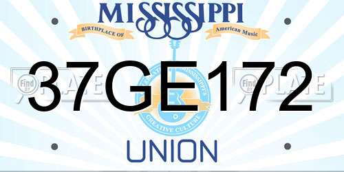 37GE172 Mississippi License Plate