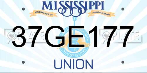 37GE177 Mississippi License Plate