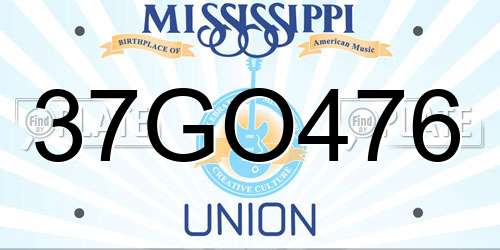 37GO476 Mississippi License Plate