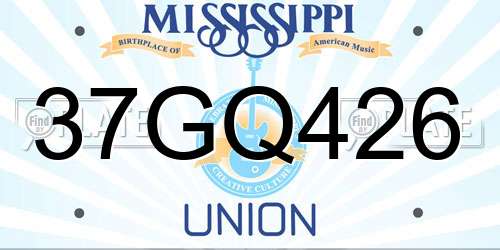 37GQ426 Mississippi License Plate