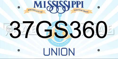 37GS360 Mississippi License Plate