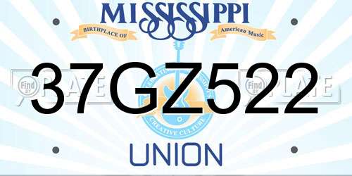 37GZ522 Mississippi License Plate