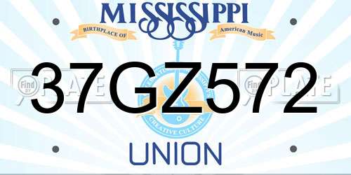 37GZ572 Mississippi License Plate