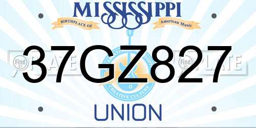 37GZ827 Mississippi License Plate