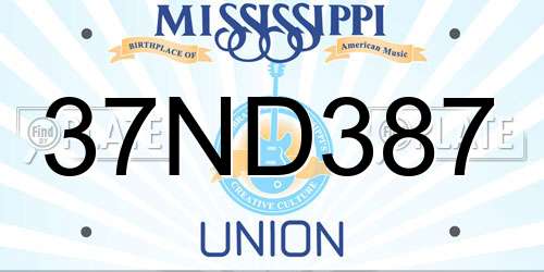 37ND387 Mississippi License Plate