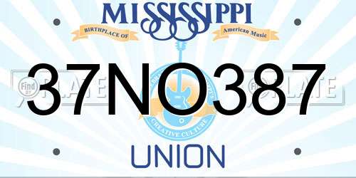 37NO387 Mississippi License Plate