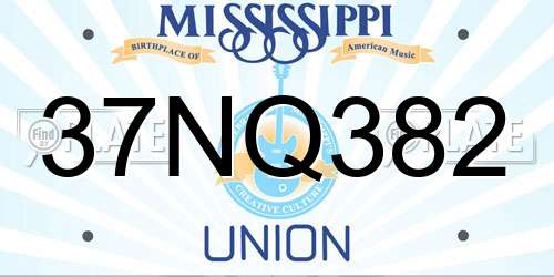 37NQ382 Mississippi License Plate