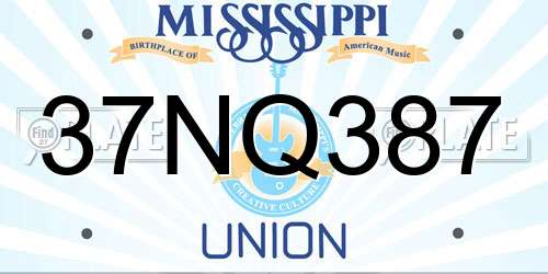 37NQ387 Mississippi License Plate
