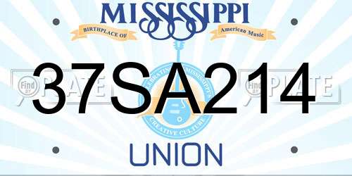 37SA214 Mississippi License Plate