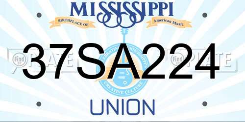 37SA224 Mississippi License Plate