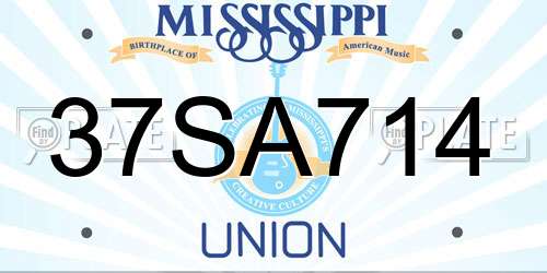 37SA714 Mississippi License Plate