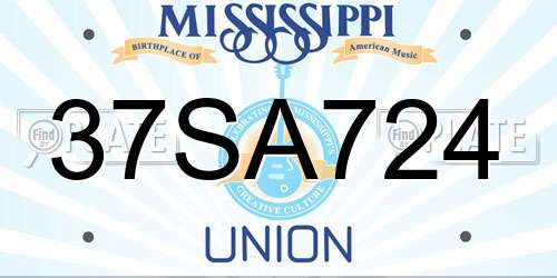 37SA724 Mississippi License Plate