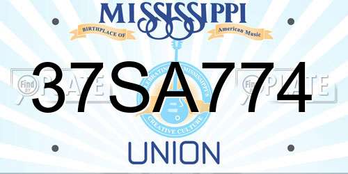 37SA774 Mississippi License Plate
