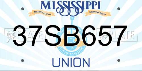 37SB657 Mississippi License Plate
