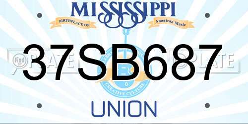 37SB687 Mississippi License Plate