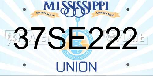 37SE222 Mississippi License Plate