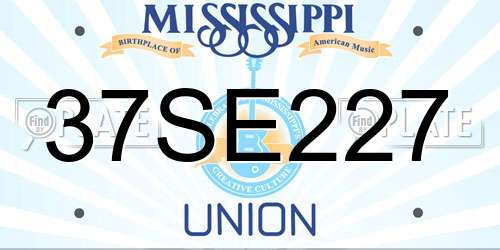 37SE227 Mississippi License Plate