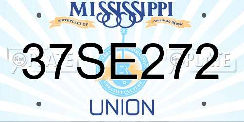 37SE272 Mississippi License Plate