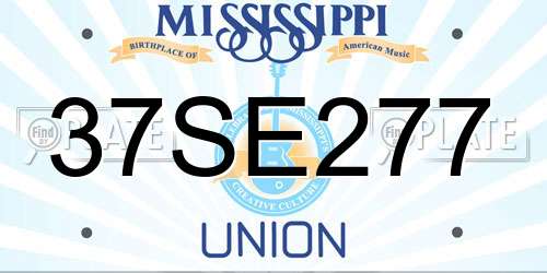 37SE277 Mississippi License Plate