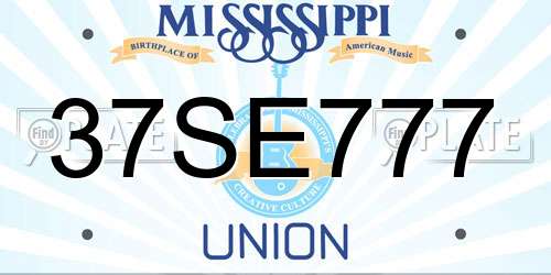 37SE777 Mississippi License Plate