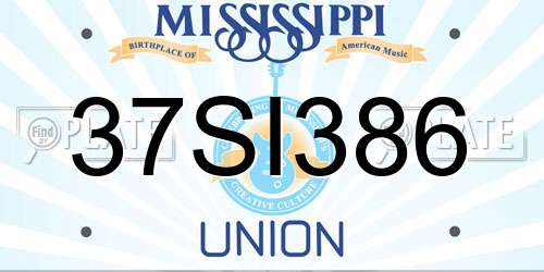 37SI386 Mississippi License Plate