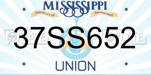 37SS652 Mississippi License Plate