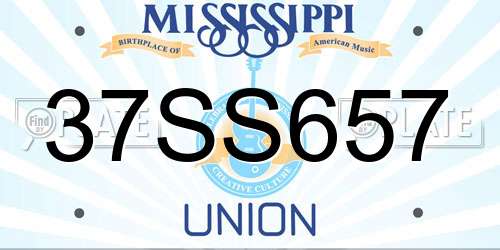 37SS657 Mississippi License Plate