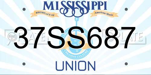 37SS687 Mississippi License Plate