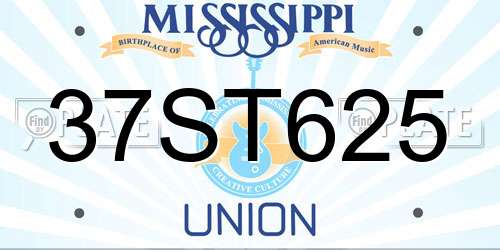37ST625 Mississippi License Plate