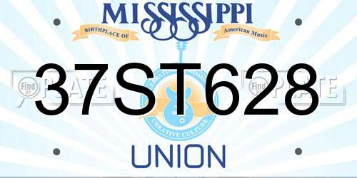 37ST628 Mississippi License Plate