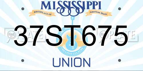 37ST675 Mississippi License Plate