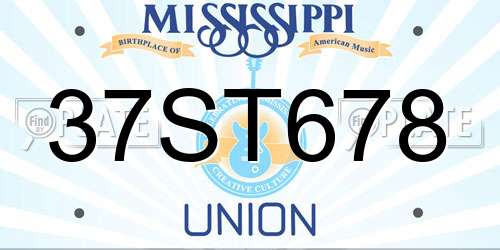 37ST678 Mississippi License Plate