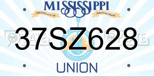 37SZ628 Mississippi License Plate