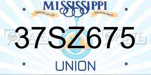 37SZ675 Mississippi License Plate
