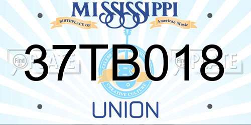 37TB018 Mississippi License Plate