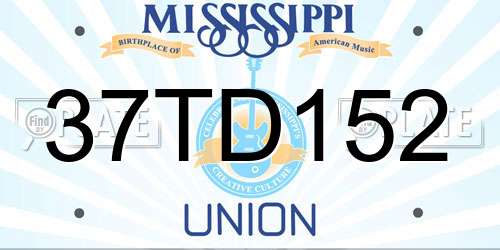 37TD152 Mississippi License Plate