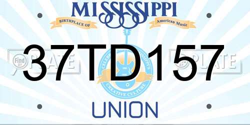 37TD157 Mississippi License Plate