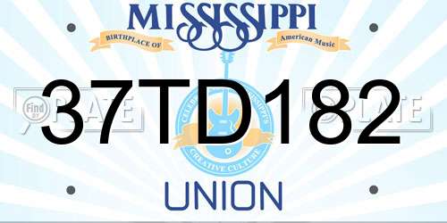 37TD182 Mississippi License Plate